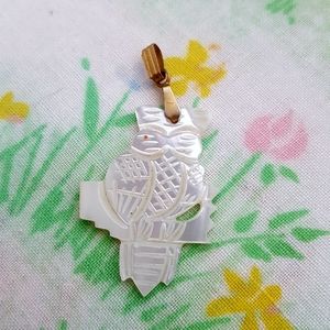 Vintage Owl Mother of Pearl Necklace Pendant